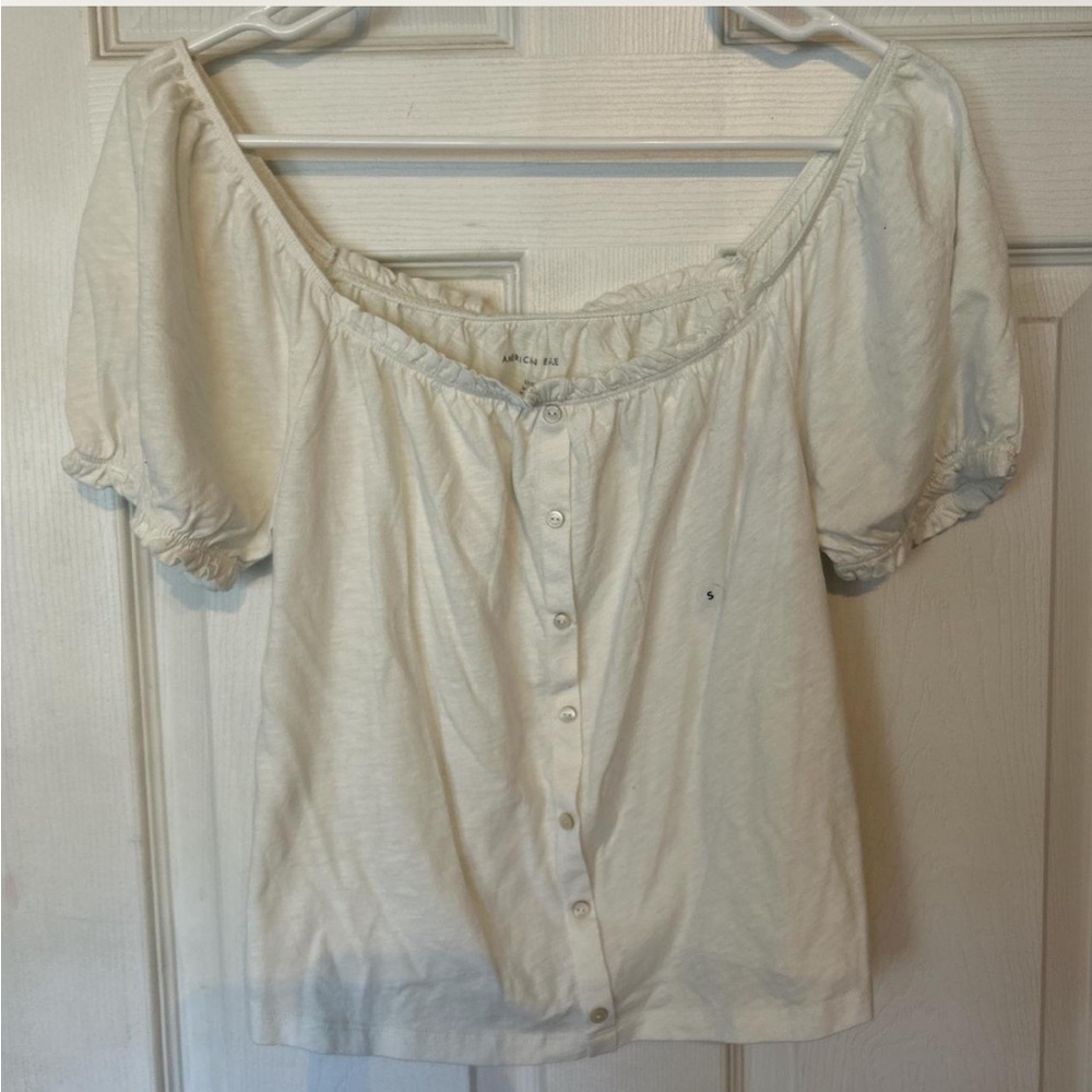 American Eagle Outfitters White Button-Down Blouse